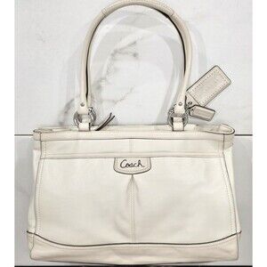 Coach Park Leather Carryall Shoulder Bag Satchel Cream Putty Classic Old Money